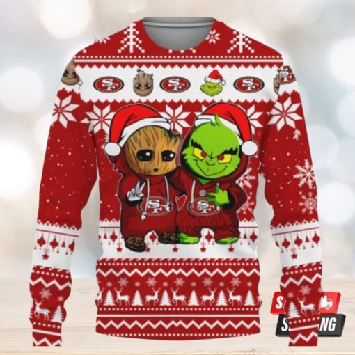 San Francisco 49Ers Baby Groot And Grinch Best Friends Ugly Christmas Sweaters