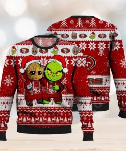 San Francisco 49Ers Baby Groot And Grinch Nfl Ugly Christmas Sweaters