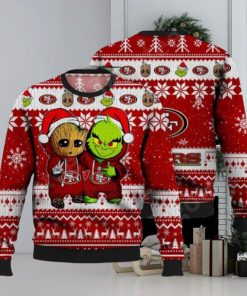 San Francisco 49Ers Baby Groot And Grinch Nfl Ugly Christmas Sweaters