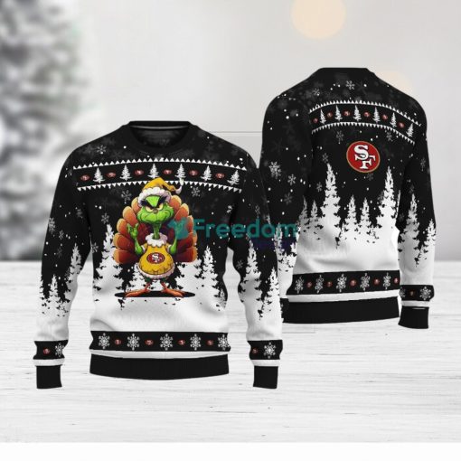 San Francisco 49ers Black Grinch Turkey Disguise Thankgiving Ugly Xmas Sweater Gift Holidays