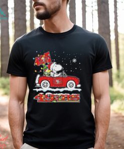 San Francisco 49ers Christmas X Peanuts Snoopy And Woodstock On Car Shirt