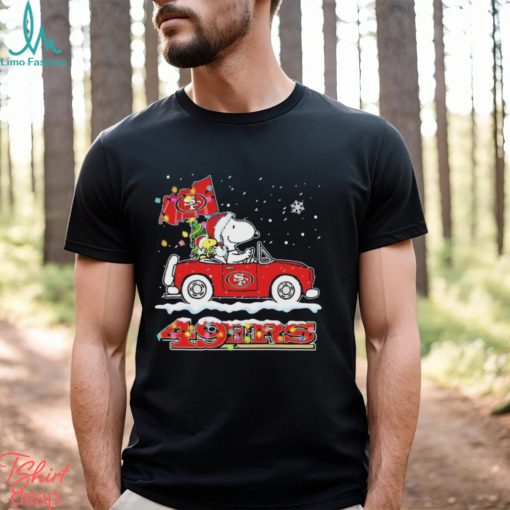 San Francisco 49ers Christmas X Peanuts Snoopy And Woodstock On Car Shirt