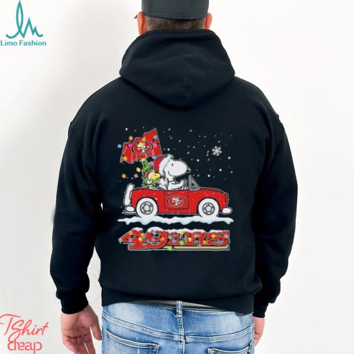 San Francisco 49ers Christmas X Peanuts Snoopy And Woodstock On Car Shirt