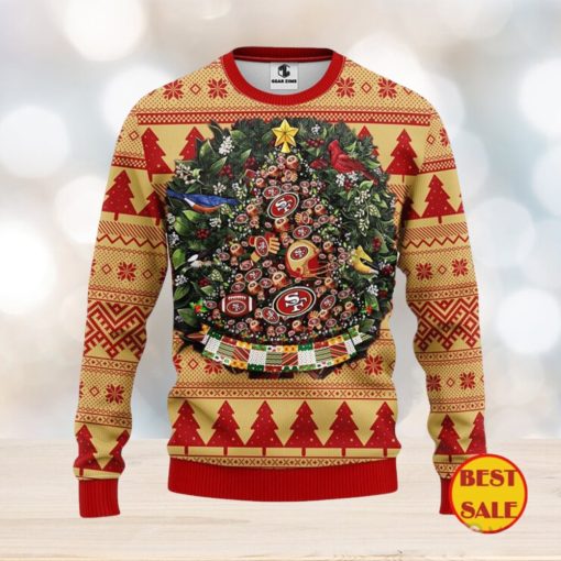 San Francisco 49ers Ugly Christmas Sweater Ball Pine Tree Christmas