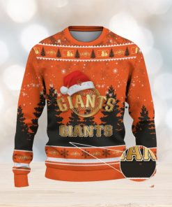 San Francisco Giants Logo Wearing Santa Hat Trending Christmas Gift AOP Ugly Christmas Sweater Men Women Winter Gift