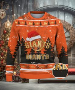 San Francisco Giants Logo Wearing Santa Hat Trending Christmas Gift AOP Ugly Christmas Sweater Men Women Winter Gift