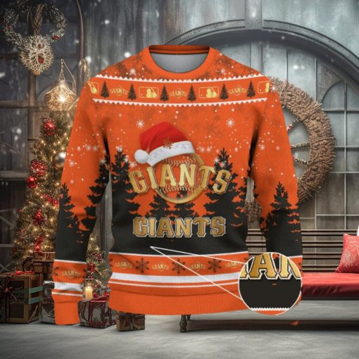 San Francisco Giants Logo Wearing Santa Hat Trending Christmas Gift AOP Ugly Christmas Sweater Men Women Winter Gift