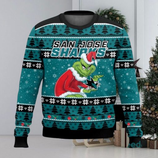 San Jose Sharks Grinch AOP Ugly Christmas Sweater Christmas Gift For Men And Women