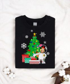 Sandy cheeks around the Christmas tree shirt