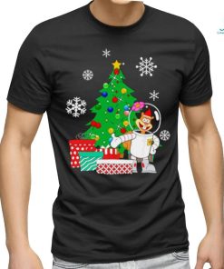 Sandy cheeks around the Christmas tree shirt