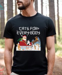 Santa All Christmas Cats Cats Funny Men Kids Family T shirt