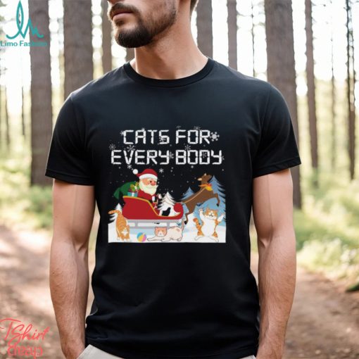 Santa All Christmas Cats Cats Funny Men Kids Family T shirt