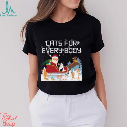 Santa All Christmas Cats Cats Funny Men Kids Family T shirt