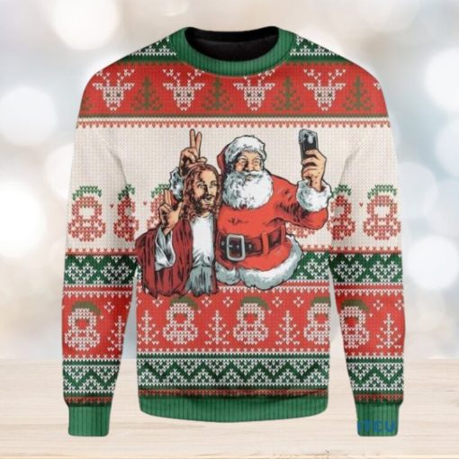 Santa And Jesus Christmas Personalized Unisex 3D Ugly Sweater