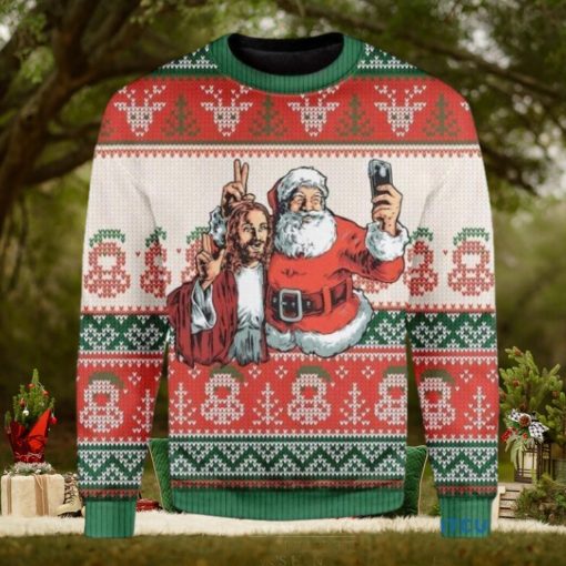 Santa And Jesus Christmas Personalized Unisex 3D Ugly Sweater