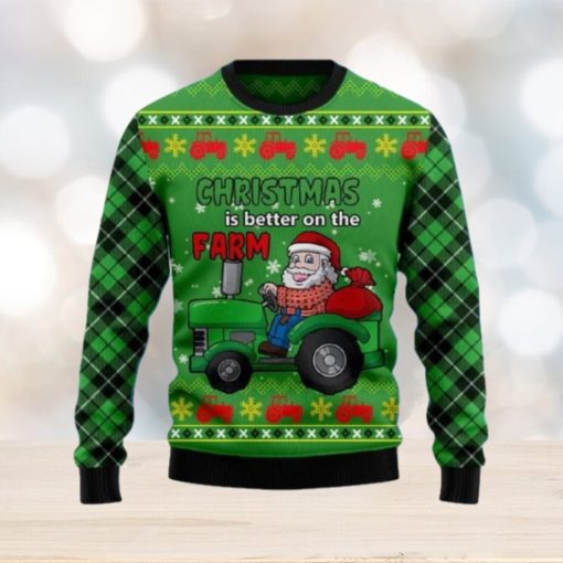 Santa Christmas Is Better On The Farm Ugly Christmas Sweater