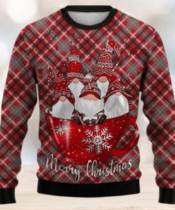 Santa Claus Checkered Print Casual Crew Neck Christmas Ugly Sweater