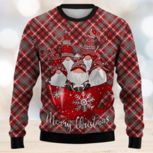 Santa Claus Checkered Print Casual Crew Neck Christmas Ugly Sweater