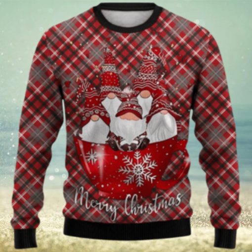 Santa Claus Checkered Print Casual Crew Neck Christmas Ugly Sweater