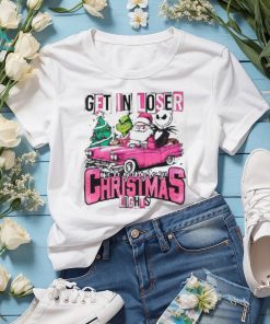 Santa Claus Grinch And Jack Skellington Get In Loser We’re Going To See Christmas Lights Shirt