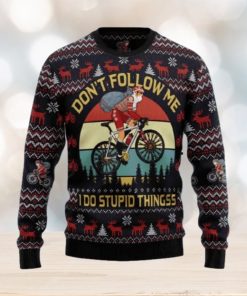 Santa Claus On Mountain Bike Ugly Christmas Sweater