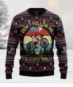 Santa Claus On Mountain Bike Ugly Christmas Sweater