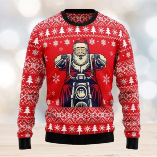 Santa Claus Ride A Motorcycle Ugly Christmas Sweater