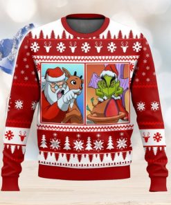 Santa Clause Grinch Yelling Meme All Over Printed Ugly Christmas Sweater Trending Christmas Gift Ideas