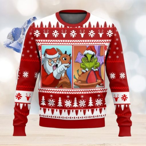 Santa Clause Grinch Yelling Meme All Over Printed Ugly Christmas Sweater Trending Christmas Gift Ideas