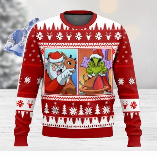 Santa Clause Grinch Yelling Meme All Over Printed Ugly Christmas Sweater Trending Christmas Gift Ideas