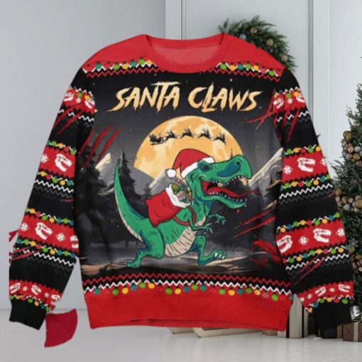 Santa Claws T Rex Christmas Dinosaur Santa Ugly Sweater