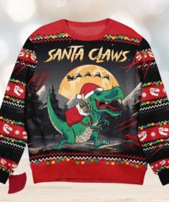 Santa Claws T Rex Christmas Dinosaur Santa Ugly Sweater