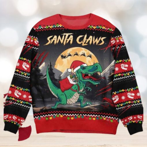 Santa Claws T Rex Christmas Dinosaur Santa Ugly Sweater