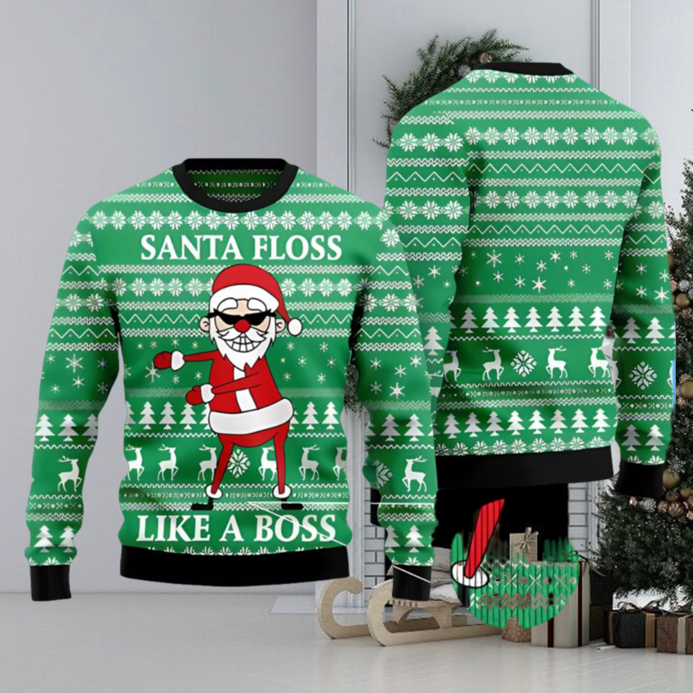 Santa floss like deals a boss sweater