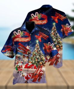 Santa Flying Plane Hawaiian Shirt, Christmas Unique Gift