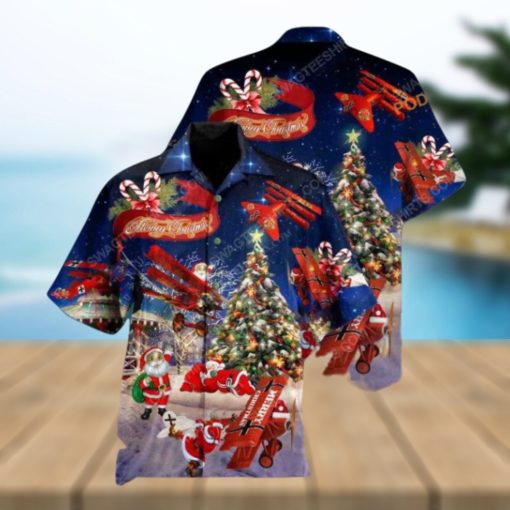 Santa Flying Plane Hawaiian Shirt, Christmas Unique Gift