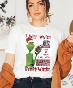 Santa Grinch Alabama Crimson Tide I Will Watch Everywhere Shirt