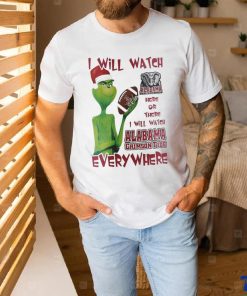 Santa Grinch Alabama Crimson Tide I Will Watch Everywhere Shirt