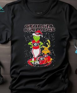Santa Grinch And Dog Georgia Bulldogs Herd Helmet Merry Christmas Tshirt