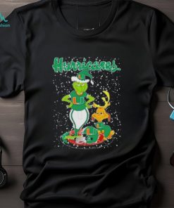 Santa Grinch And Dog Miami Hurricanes Helmet Merry Christmas tshirt