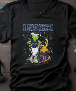 Santa Grinch And Dog Notre Dame Fighting Irish Helmet Merry Christmas Tshirt