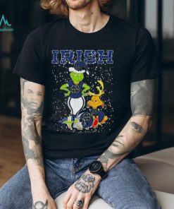 Santa Grinch And Dog Notre Dame Fighting Irish Helmet Merry Christmas Tshirt