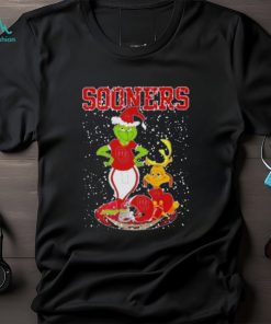 Santa Grinch And Dog Oklahoma Sooners Helmet Merry Christmas Tshirt