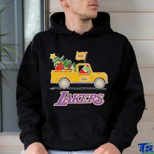 Santa Grinch And Max On Truck Los Angeles Lakers Shirt