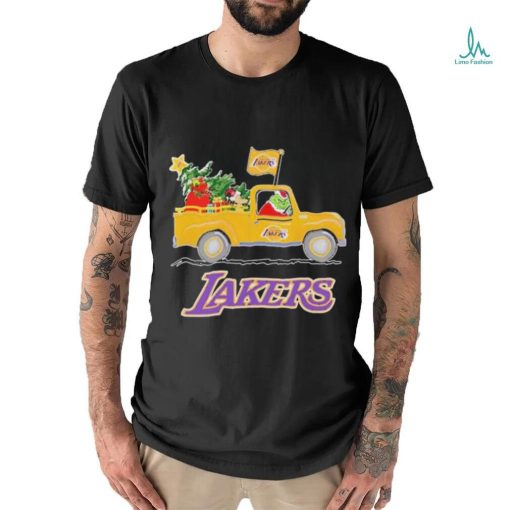 Santa Grinch And Max On Truck Los Angeles Lakers Shirt