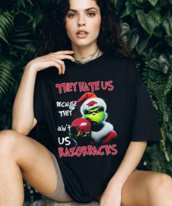 Santa Grinch Christmas They Hate Us Because Ain’t Us Arkansas Razorbacks Shirt