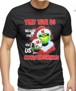 Santa Grinch Christmas They Hate Us Because Ain’t Us Nebraska Cornhuskers T shirt