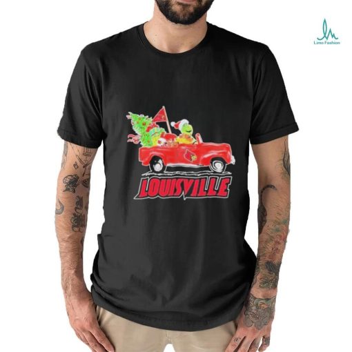 Santa Grinch Drive Truck Louisville Cardinals Christmas Shirt