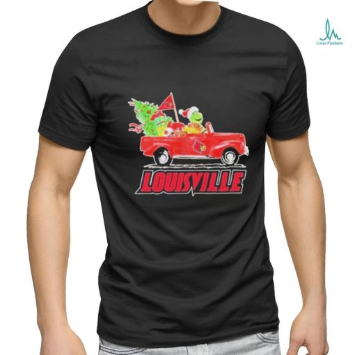 Santa Grinch Drive Truck Louisville Cardinals Christmas Shirt