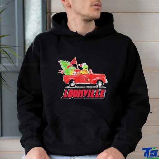 Santa Grinch Drive Truck Louisville Cardinals Christmas Shirt